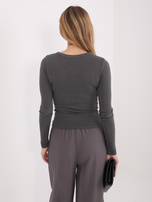Grafitowy longsleeve z okrągłym dekoltem 
