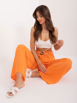 Hurt Pomarańczowe proste spodnie z materiału 