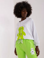 Hurt Ecru-jasnozielony komplet dresowy ze spodniami