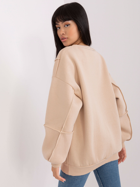 Hurtownia Beżowa bluza oversize bez kaptura