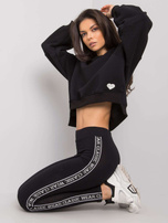 Czarne damskie legginsy z lampasami Irene RUE PARIS 