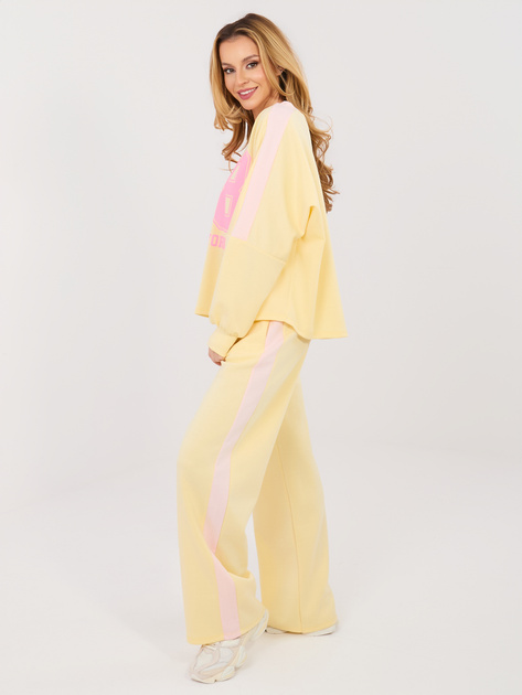 Pastelowy żółty casualowy komplet z numerem 58 RUE PARIS