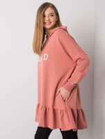 Brudnoróżowa tunika oversize z kapturem Vanessa