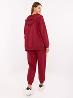 Bordowy dresowy komplet ze spodniami  
