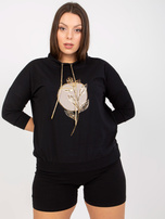 Črna vsakodnevna majica plus size z natisom.