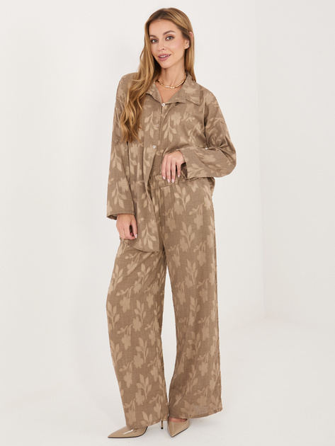 Ciemnobeżowy letni komplet z wypukłym wzorem RUE PARIS