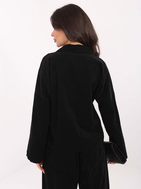 Czarna rozpinana koszula ze sztruksu