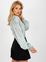 Hurt Biało-beżowa koszula z nadrukiem z imitacji satyny