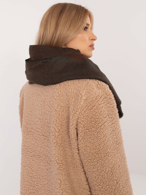 Hurt Khaki-brązowy szal w geometryczne wzory