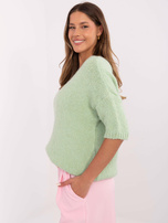 Hurt Pistacjowy sweter oversize w jednolitym kolorze