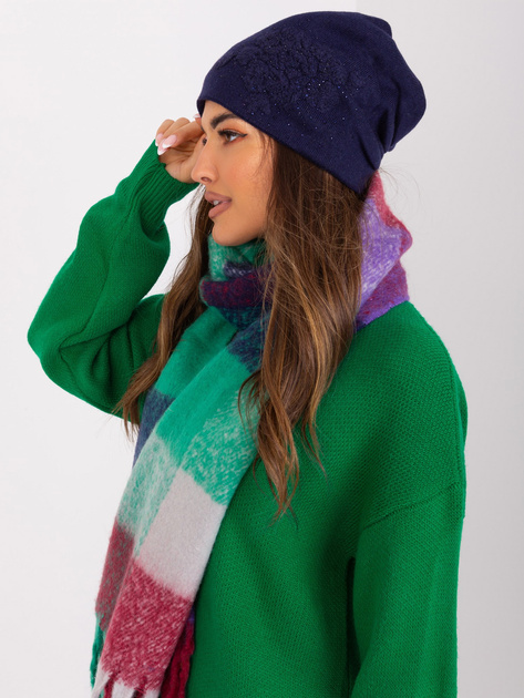 Hurt Granatowa czapka zimowa z aplikacją