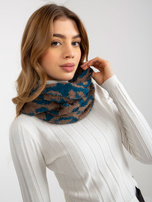 Hurt dark beige-sea winter scarf with patterns.