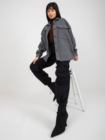 Hurt Ciemnoszara ciepła koszula damska z długim rękawem