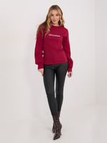 Bordowa bluzka z haftowanym napisem RUE PARIS