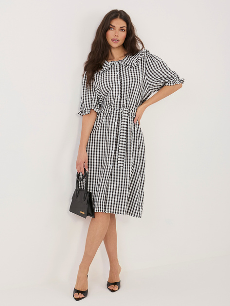 Czarna sukienka szmizjerka z kołnierzykiem