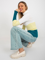 Hurt Ecru-jasnożółta prążkowana bluzka basic z golfem w prążek