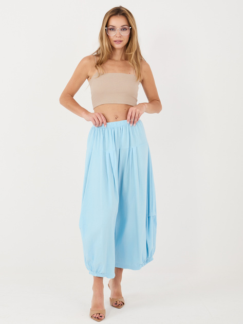 Jasnoniebieskie sztruksowe spodnie z zakładkami