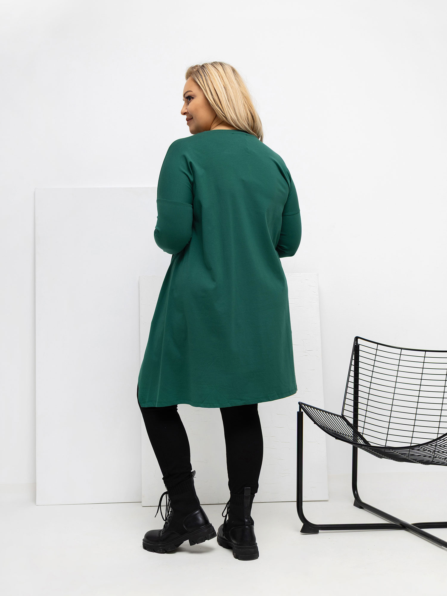 Ciemnozielona bluzka plus size z bawełny 