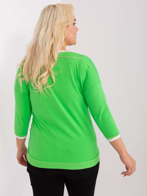 Hurt Jasnozielona gładka bluzka plus size z bawełny