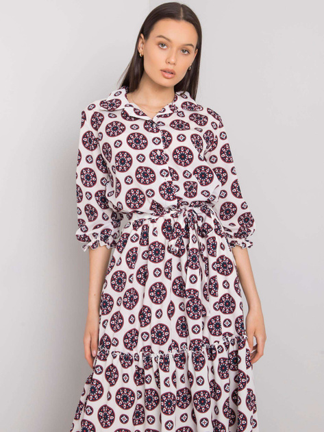Biało-czerwona sukienka z printami Avelina
