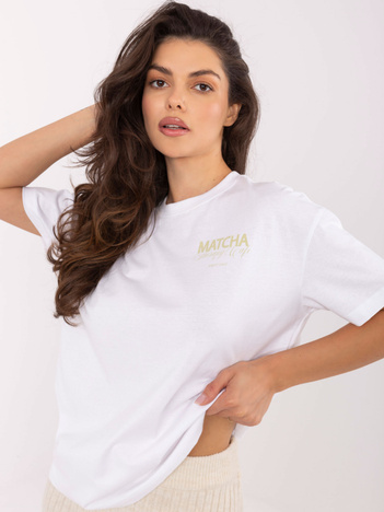 Biały t-shirt z nadrukiem Matcha SUBLEVEL