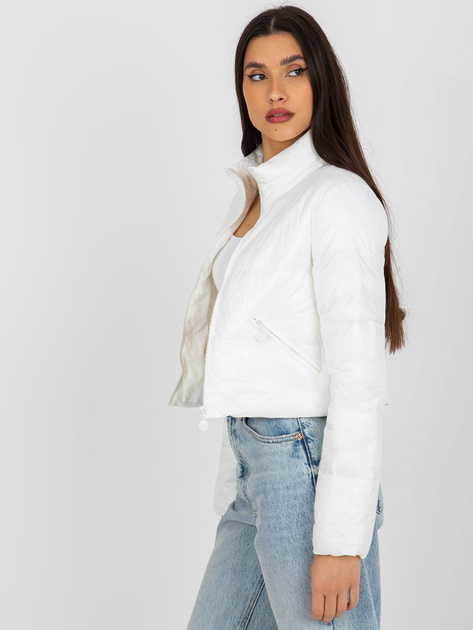 Hurt Ecru krótka przejściowa kurtka pikowana bez kaptura