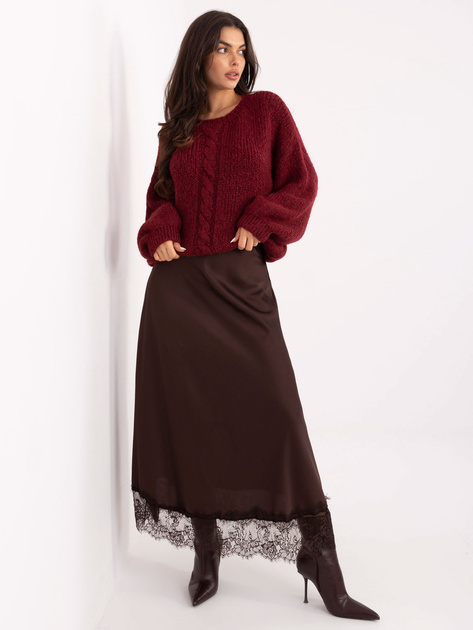 Bordowy sweter oversize z okrągłym dekoltem