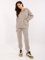 Szary swetrowy komplet z domieszką wełny