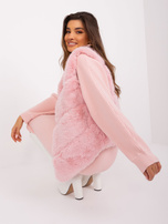 Hurt Jasnoróżowa damska kamizelka futrzana