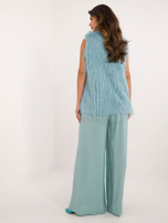 Hurt Miętowa damska kamizelka z futra ekologicznego