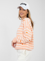 Pomarańczowy damski sweter z okrągłym dekoltem