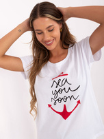 Biały t-shirt z letnim nadrukiem Silva