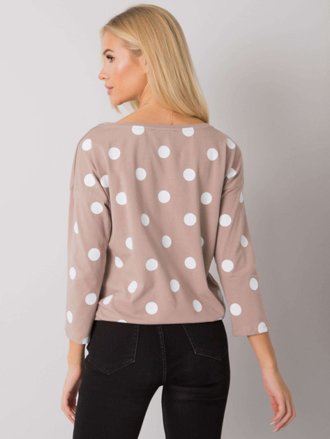 Ciemnobeżowa bluzka w grochy Riverton RUE PARIS