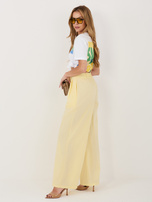 Jasnożółte damskie spodnie palazzo z kieszeniami RUE PARIS