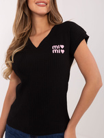 Czarna damska bluzka z haftowanym napisami