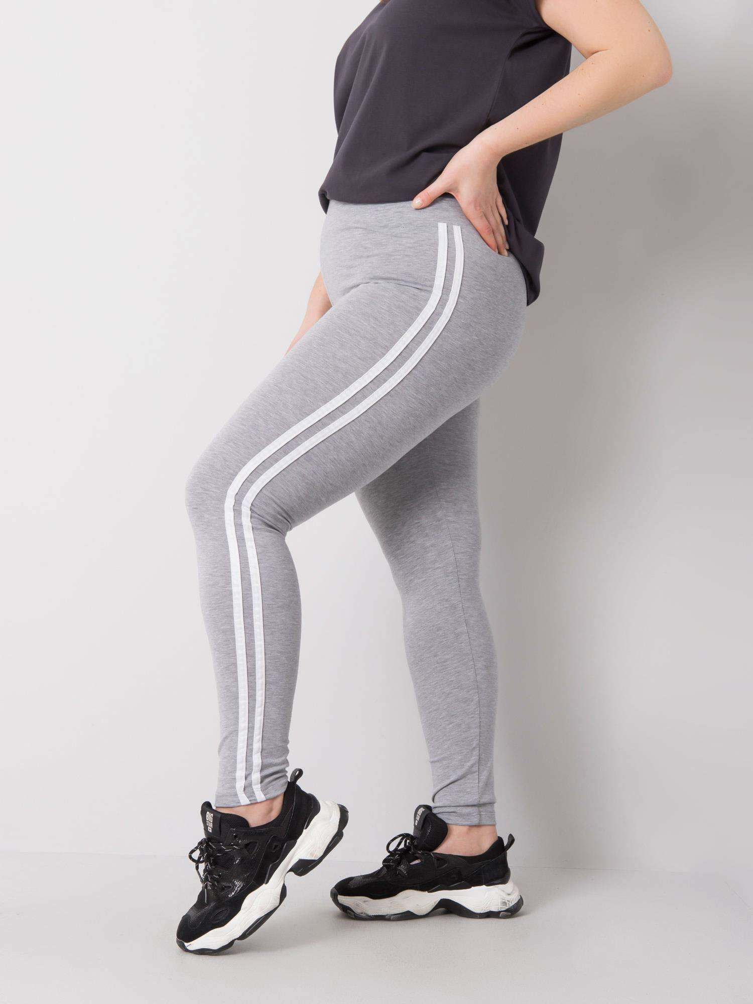 Šedé melírované legíny bavlněné plus size Millie.