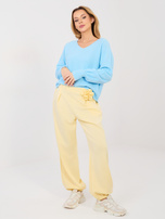 Pastel blue sweater with an alpaca blend.