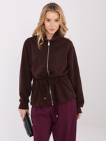 Czekoladowa rozpinana bluza z wiązaniem w talii