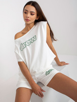 Biały bawełniany komplet dresowy z kieszeniami 