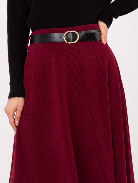 Bordowa długa spódnica z prążkowanej dzianiny RUE PARIS