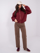 Bordowa rozpinana bluza basic ze stójką