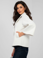 Ecru piankowy płaszcz z kieszeniami