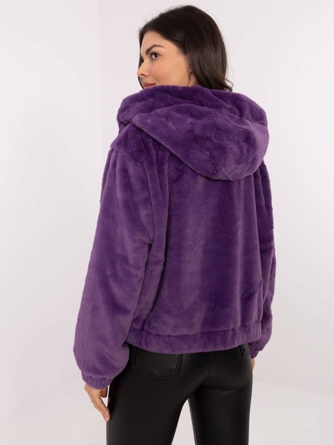 Hurt Fioletowa damska kurtka miś z suwakiem