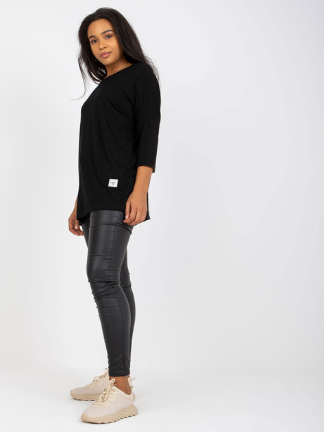 Hurtownia online Czarna gładka bluzka plus size z bawełny