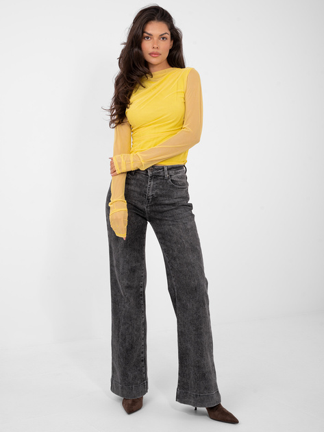 Żółta elegancka bluzka z siateczki