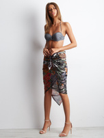 Hurtownia Czarna wzorzysta chusta z bawełny