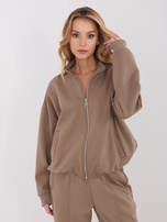 Ciemnobeżowa rozpinana bluza od kompletu