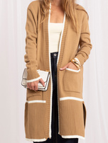 Dunkelbeige Damen Oversize-Cardigan RUE PARIS.