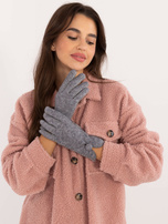 Hurtownia Szare damskie rękawiczki z guzikiem