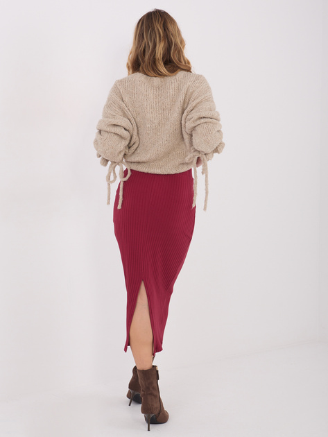 Bordowa spódnica z rozcięciem z tyłu RUE PARIS